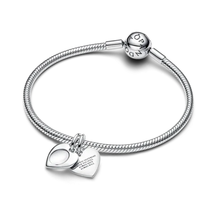 Engravable Double Heart Charm Bracelet Set - Image 19