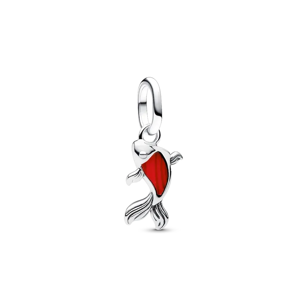Red Murano Glass Koi Fish Mini Dangle Charm