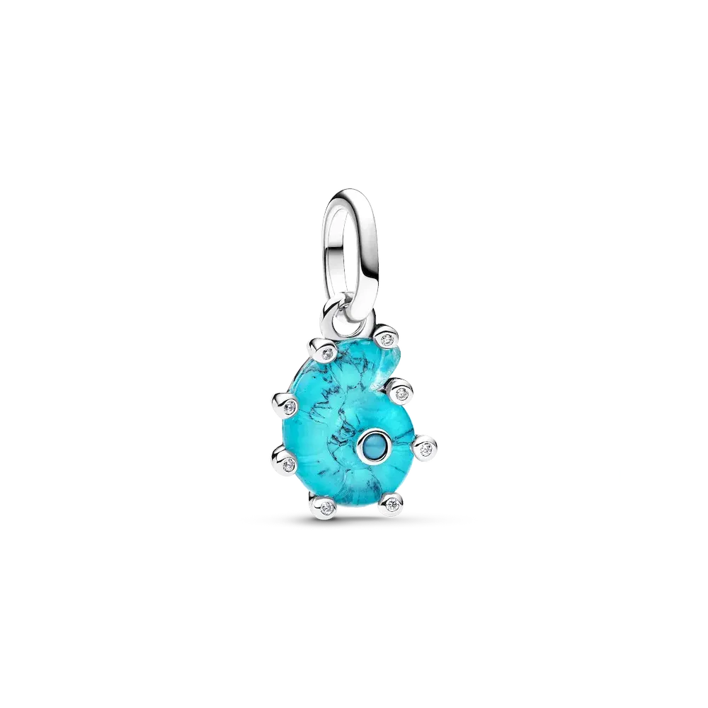 793900C01_RGB.webp Blue Murano Glass Sea Snail Dangle Charm - Image 1