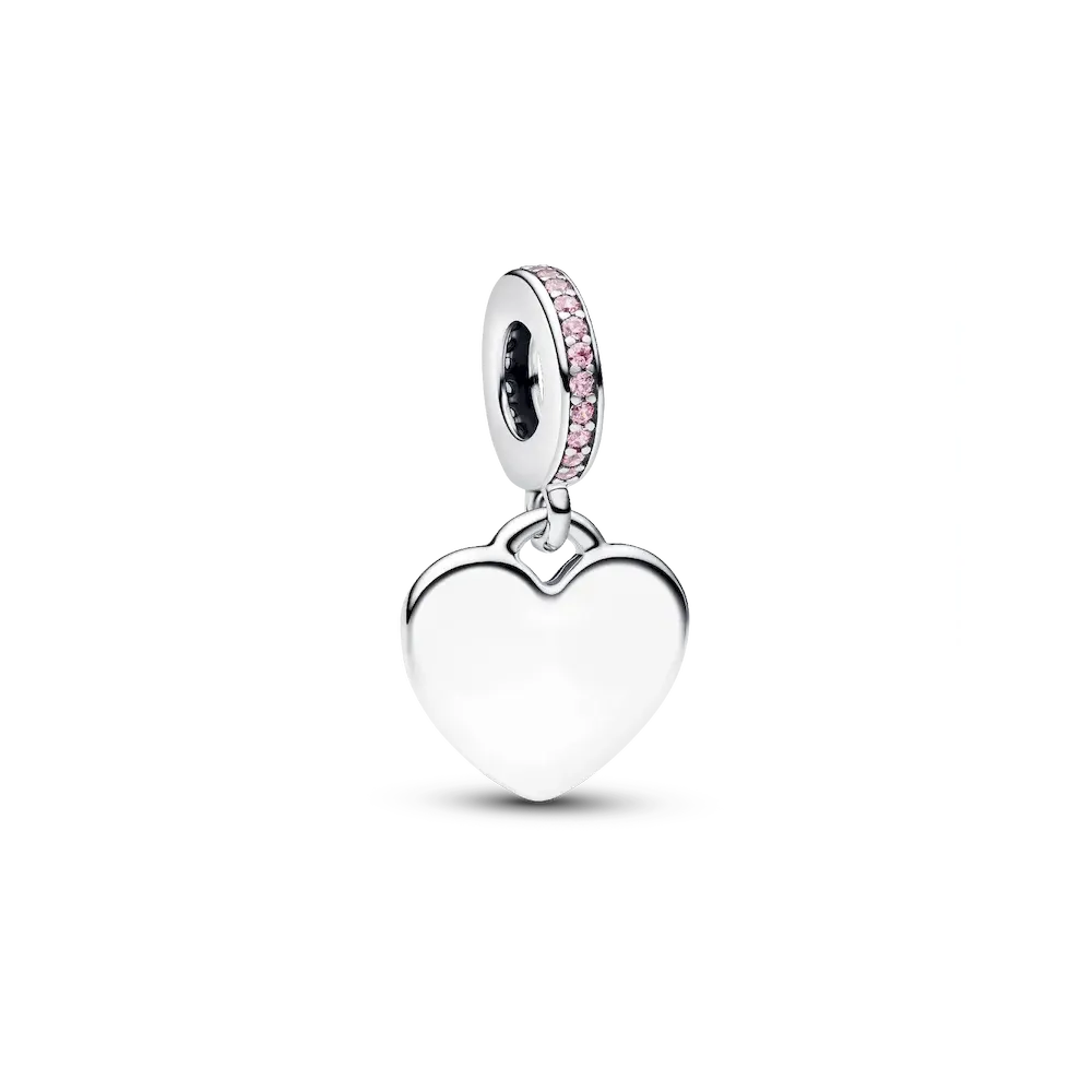 Heart Pink Stone Dangle Charm