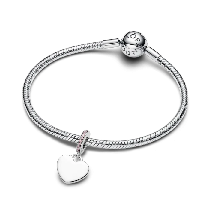 Heart Pink Stone Dangle Charm - Image 2