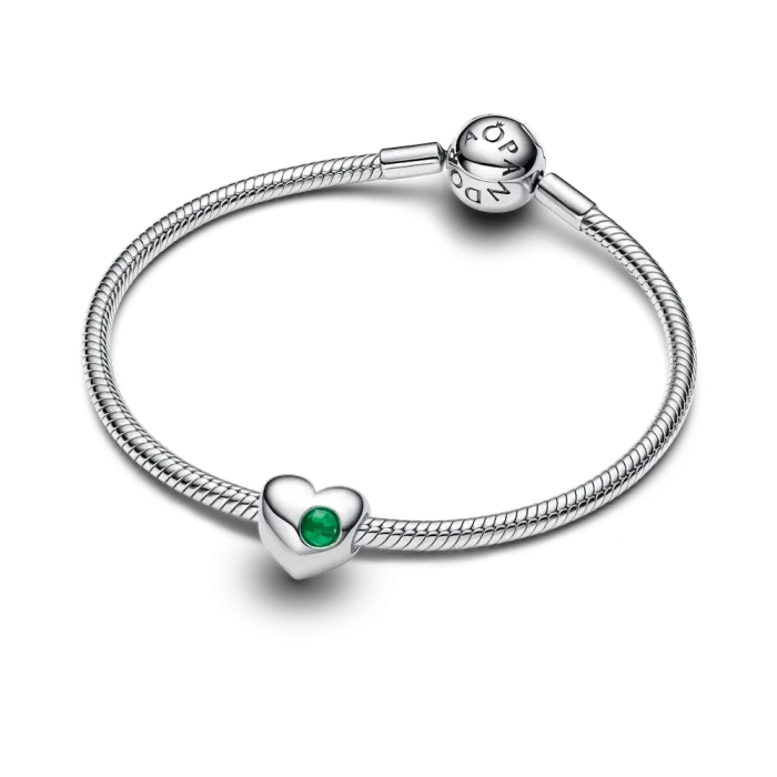 Engravable Green Stone Heart Charm - Image 6