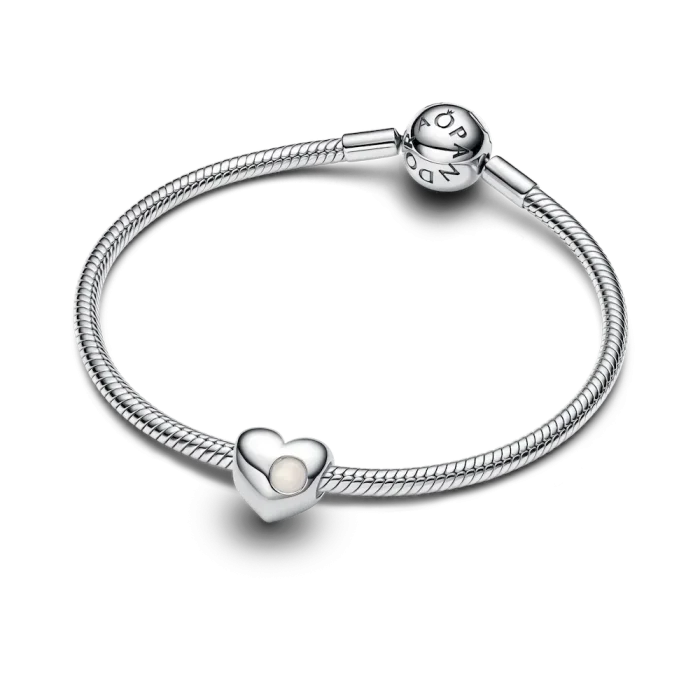 Engravable White Stone Heart Charm - Image 6
