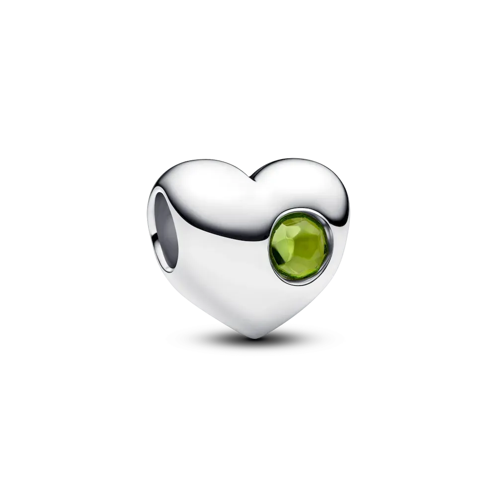 Engravable Spring Green Stone Heart Charm