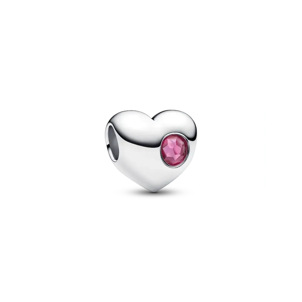 Engravable Pink Stone Heart Charm