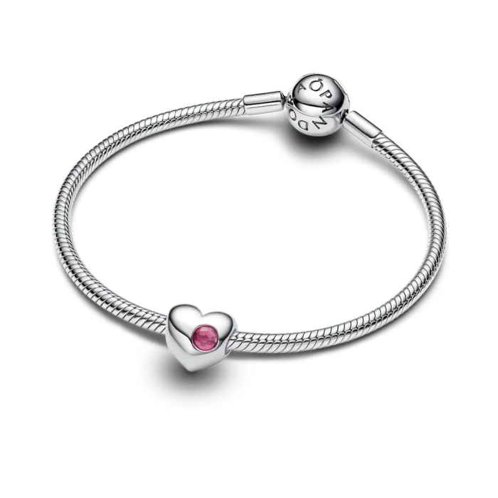 Engravable Pink Stone Heart Charm - Image 5