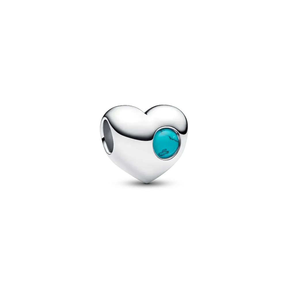 Engravable Turquoise Blue Stone Heart Charm