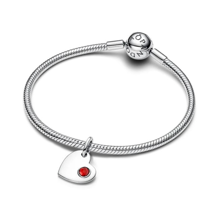 January Red Stone Heart Dangle Charm - Image 6