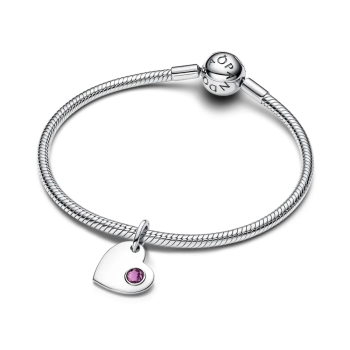 February Heart Purple Stone Heart Dangle Charm - Image 5