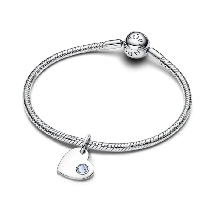 March Aqua Blue Stone Heart Dangle Charm - Image 6