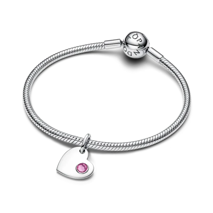 October Pink Stone Heart Dangle Charm - Image 4