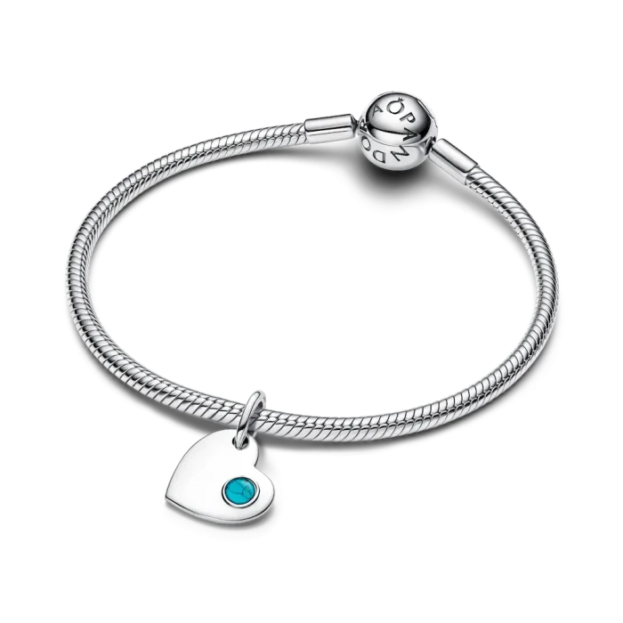 December Turquoise Blue Stone Heart Dangle Charm - Image 5