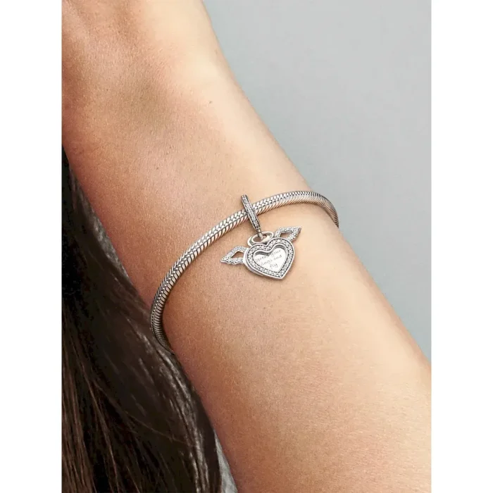 Heart and Angel Wings Dangle Charm - Image 2