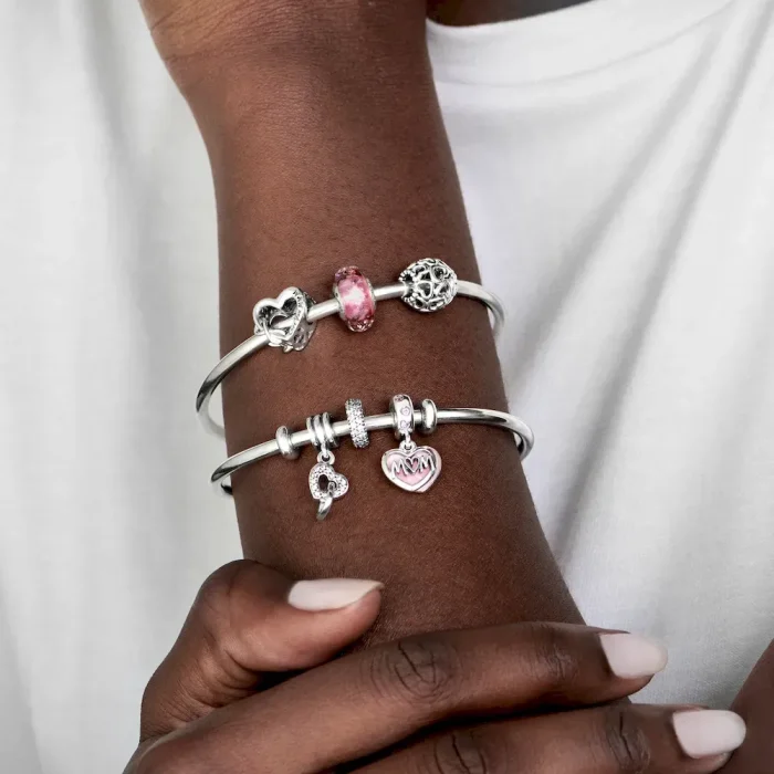 Wavy Fancy Pink Murano Glass Charm - Image 3