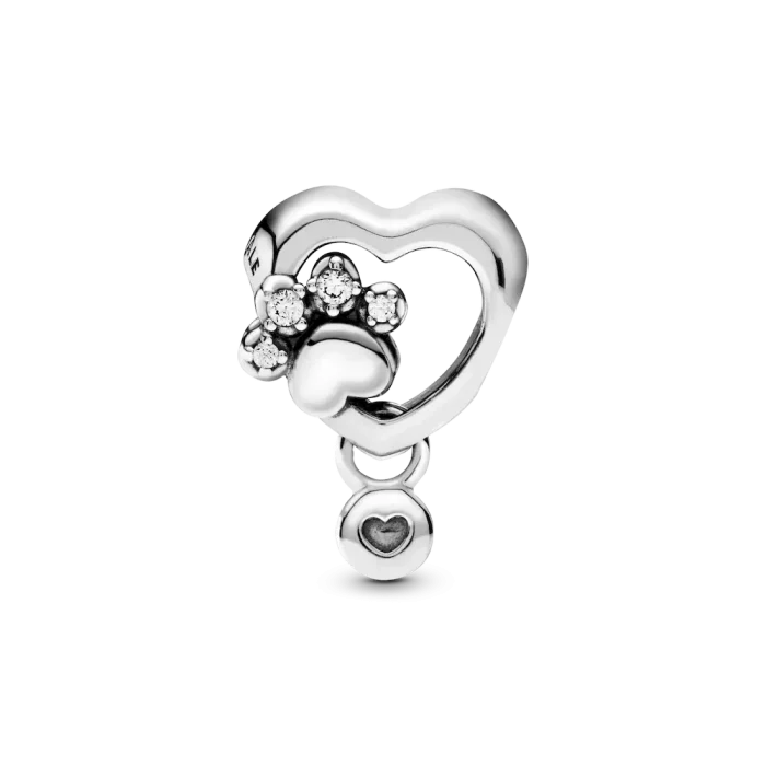 Sparkling Paw Print & Heart Charm - Image 4