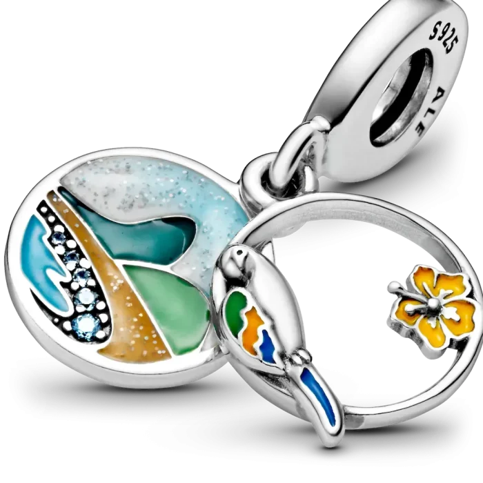 FINAL SALE - Brazil Beach & Parrot Dangle Charm - Image 4