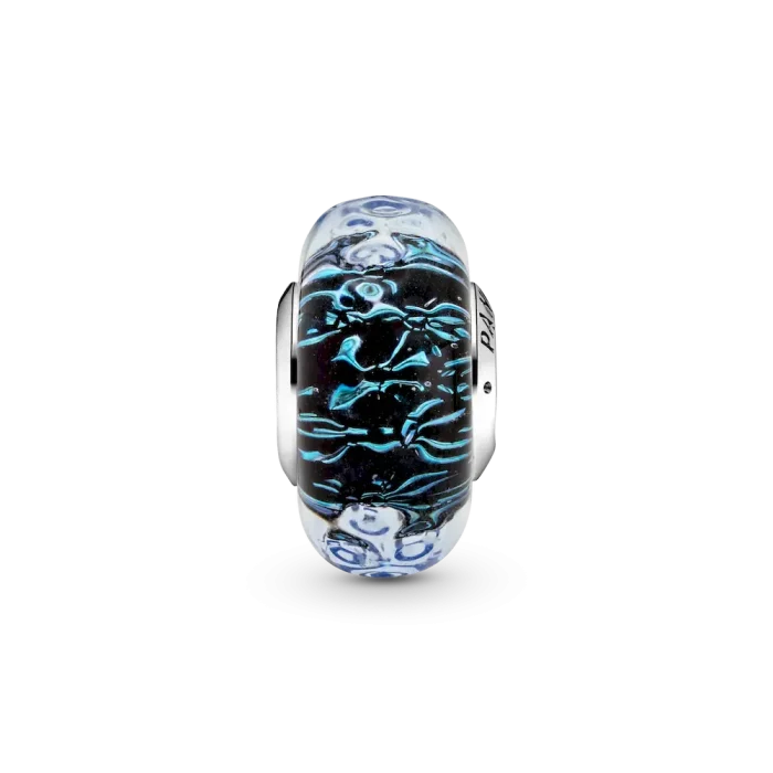 Wavy Dark Blue Murano Glass Ocean Charm - Image 5