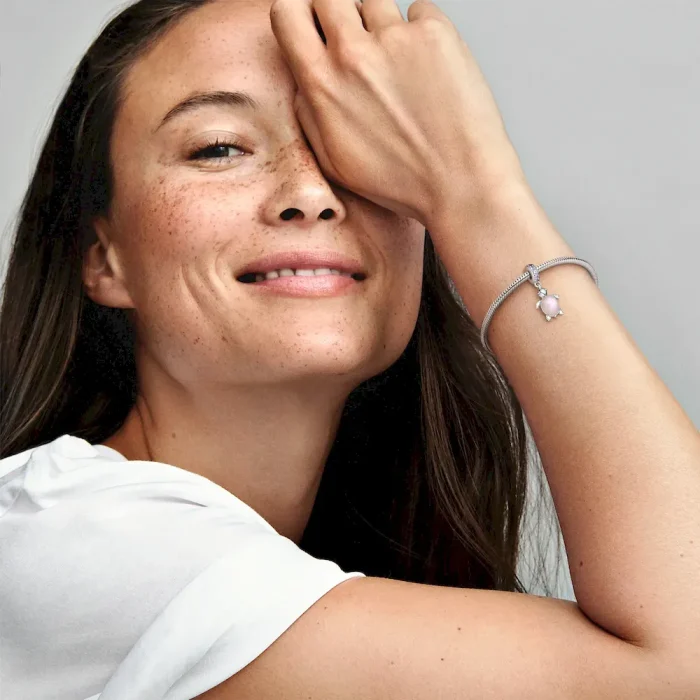 Murano Glass Pink Sea Turtle Dangle Charm - Image 3