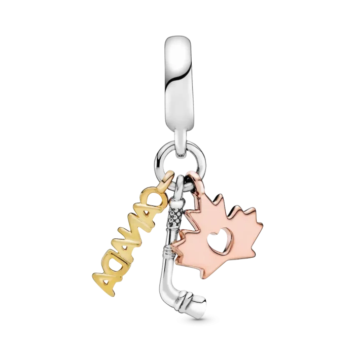 Canada, Maple Leaf & Hockey Stick Dangle Charm - Image 4
