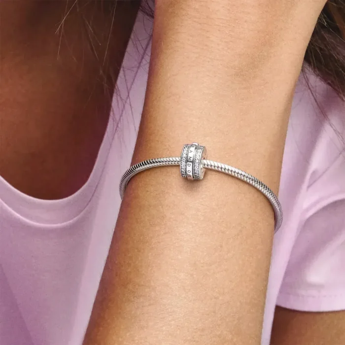 Sparkling Pavé Lines & Logo Clip Charm - Image 2