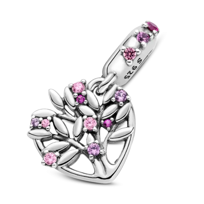 Pink Heart Family Tree Dangle Charm - Image 6