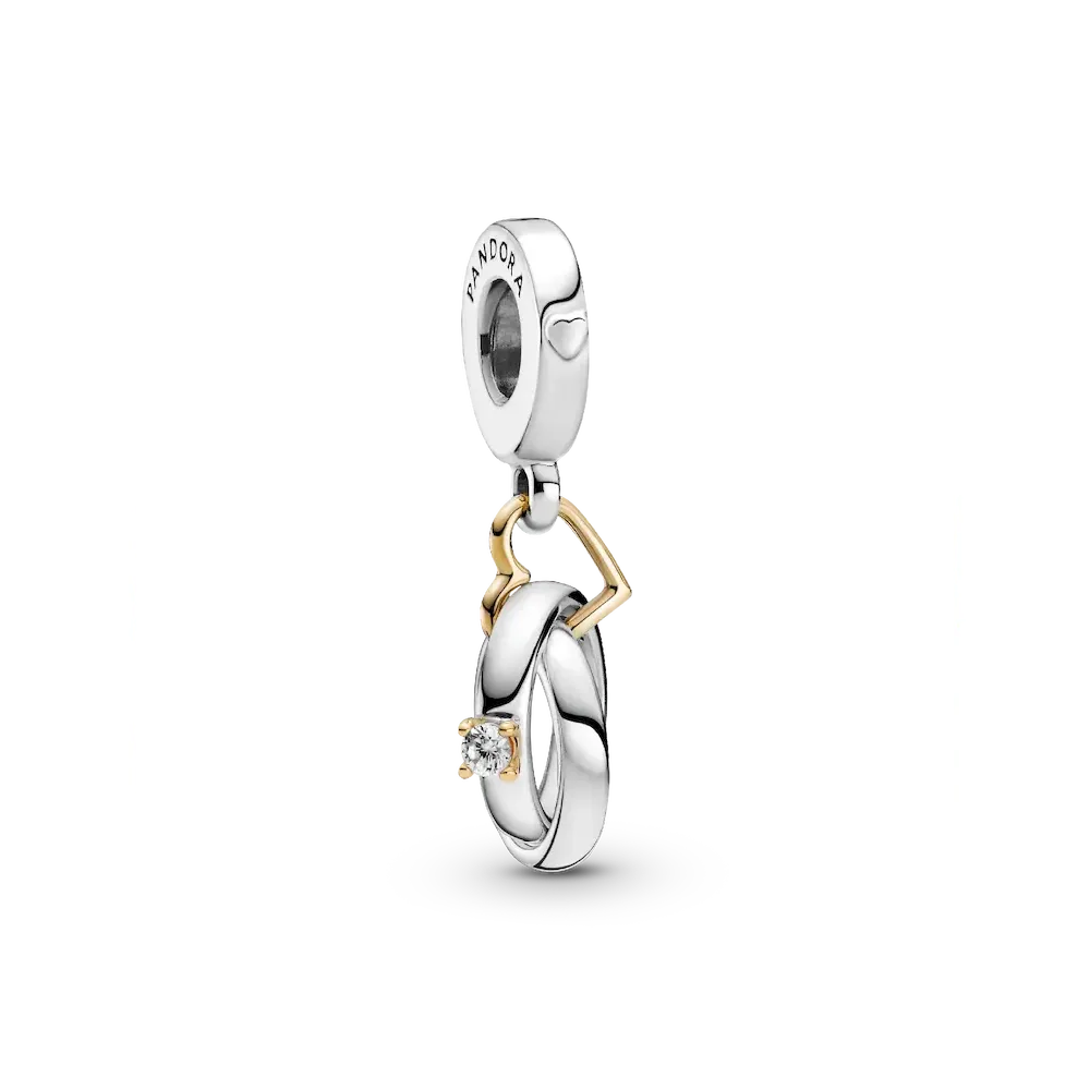 Two-tone Wedding Rings Dangle Charm