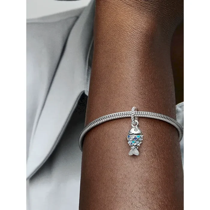 Blue Scaled Fish Dangle Charm - Image 2