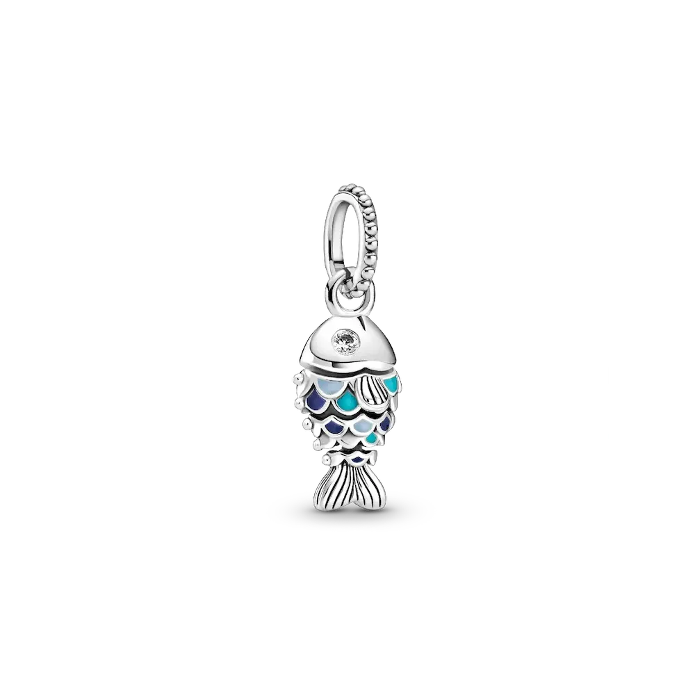 Blue Scaled Fish Dangle Charm