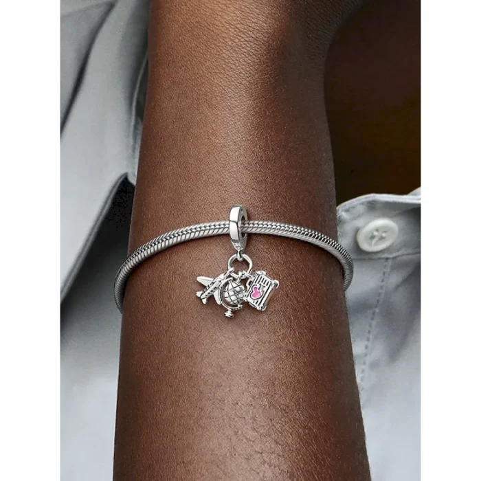 Airplane, Globe & Suitcase Dangle Charm - Image 2