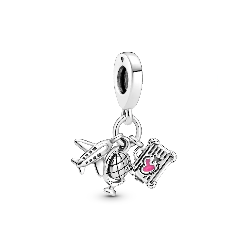 Airplane, Globe & Suitcase Dangle Charm