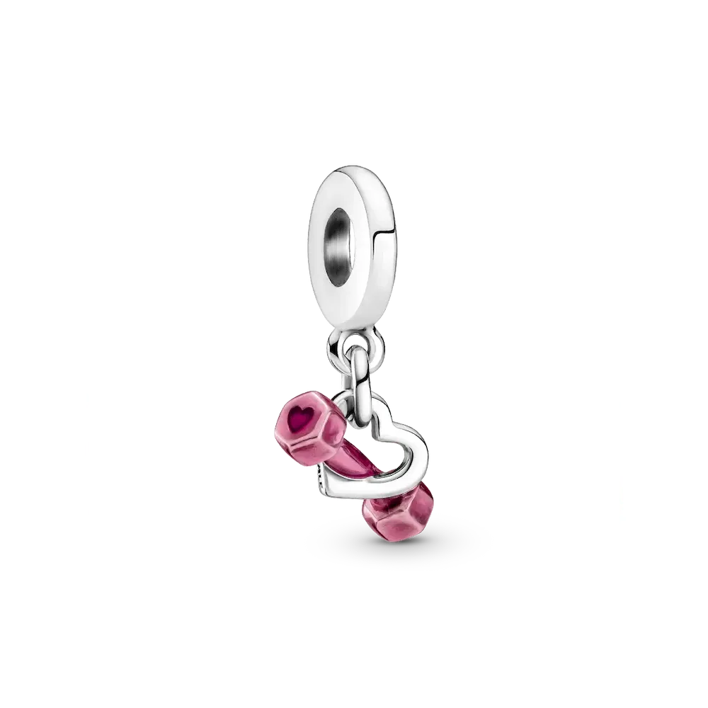 Dumbbell & Heart Dangle Charm