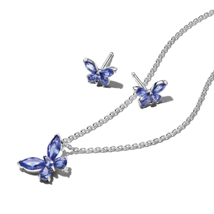 Sparkling Blue Butterfly Jewelry Gift Set - Image 2