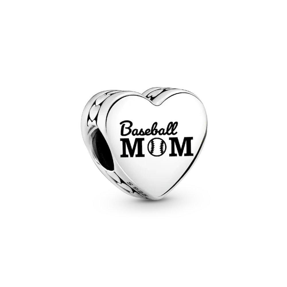 Baseball Mom Heart Charm