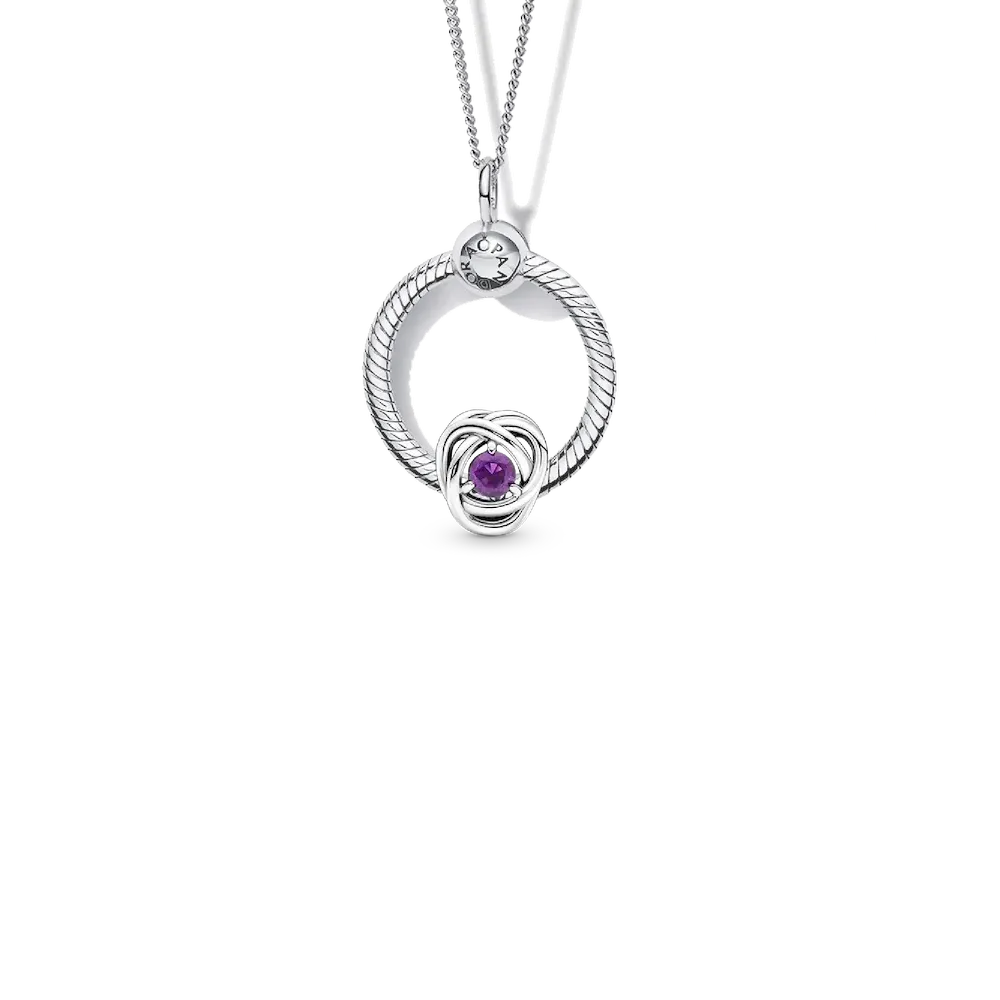 February Birthstone Eternity Circle O Pendant Set