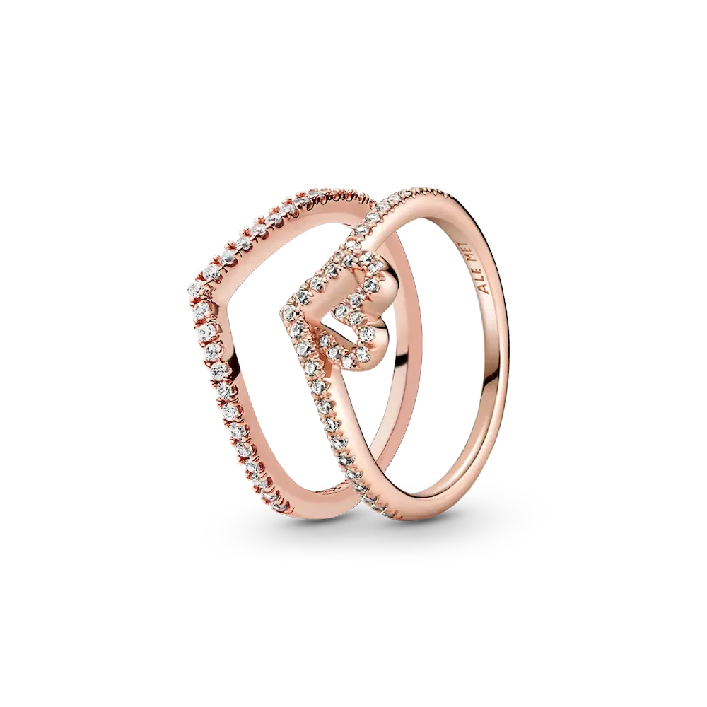 Full of Love and Sparkle Wishbone Ring Set