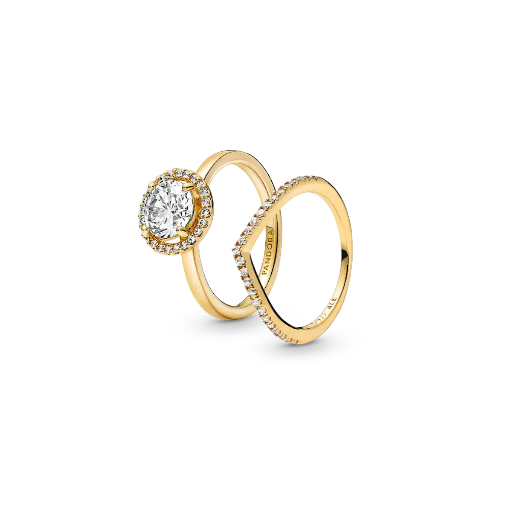 Halo of Gold Sparkling Wishbone Ring Set