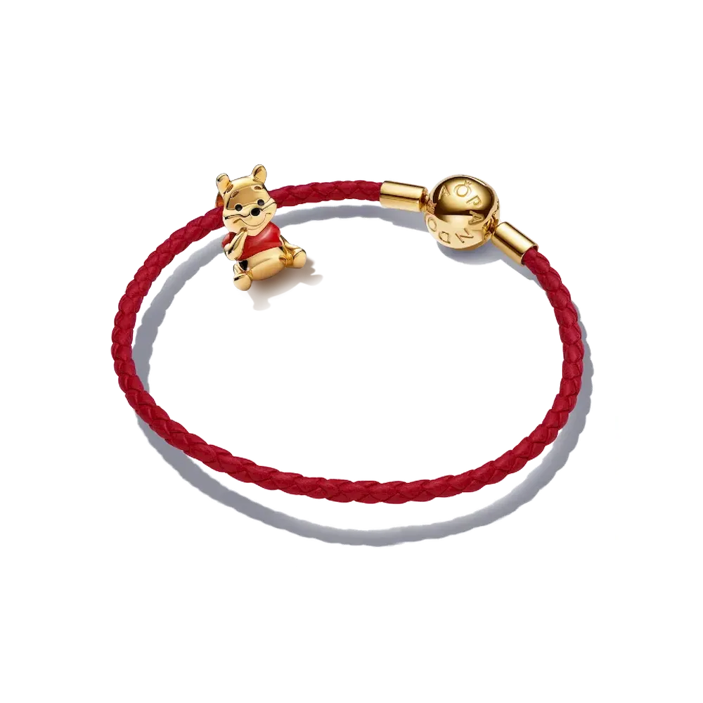 Winnie the Pooh Red and Gold Leather Bracelet Set