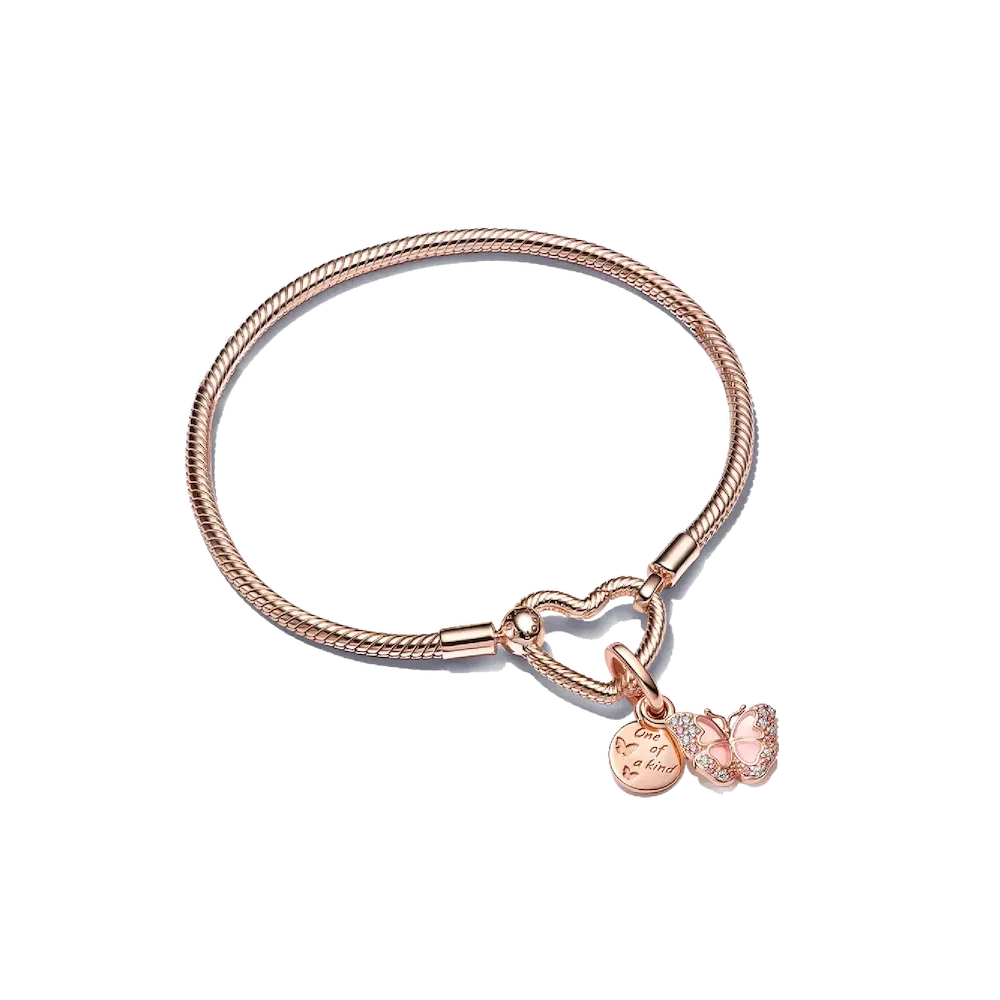 One of a Kind Rose Heart Charm Bracelet Set