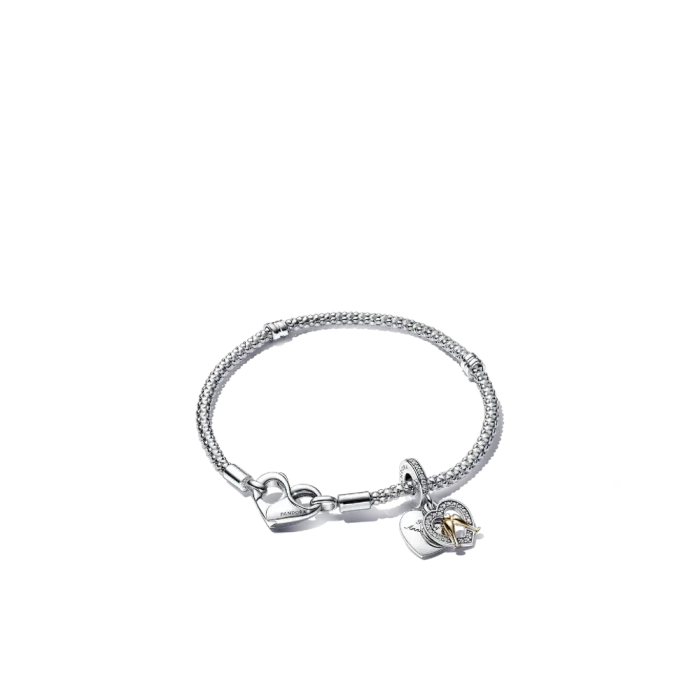 Two-tone Happy Anniversary Charm & Bracelet Set - Image 2