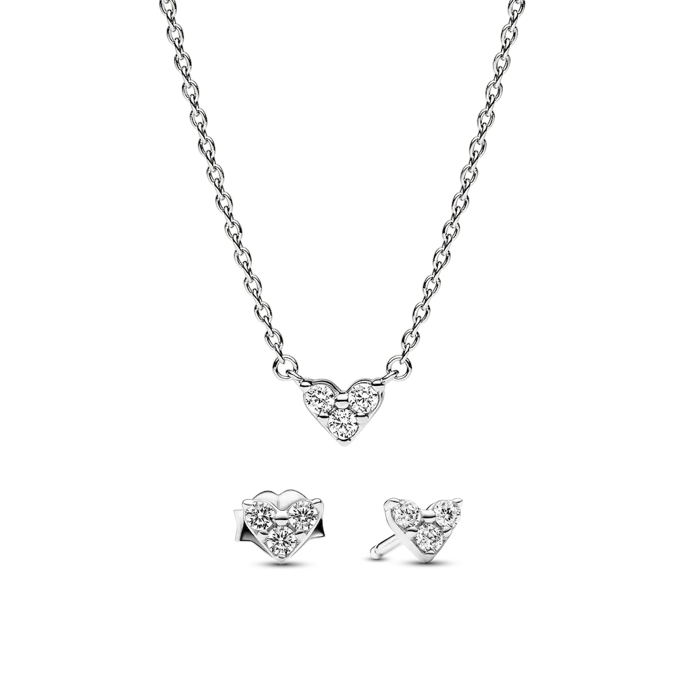NAMPS0496.webp Triple Stone Heart Necklace and Earrings Set - Image 1