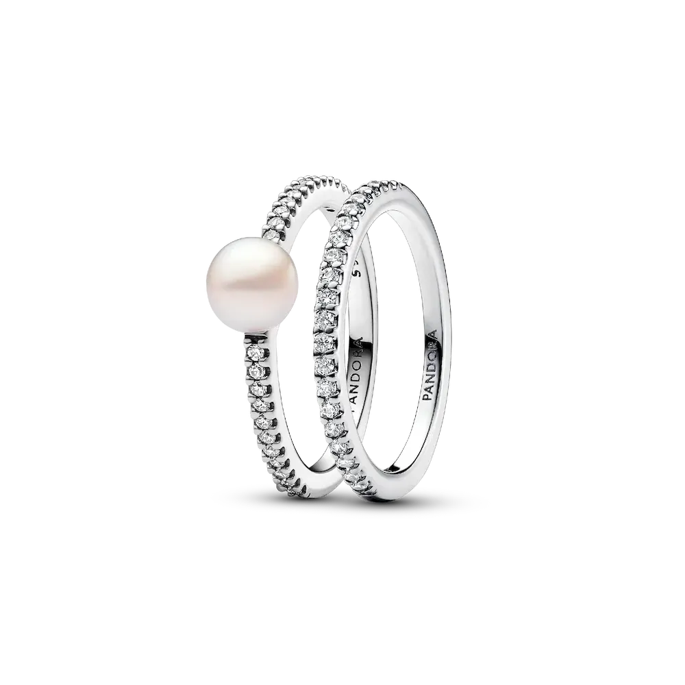 Treated Freshwater Cultured Pearl Ring Band Set