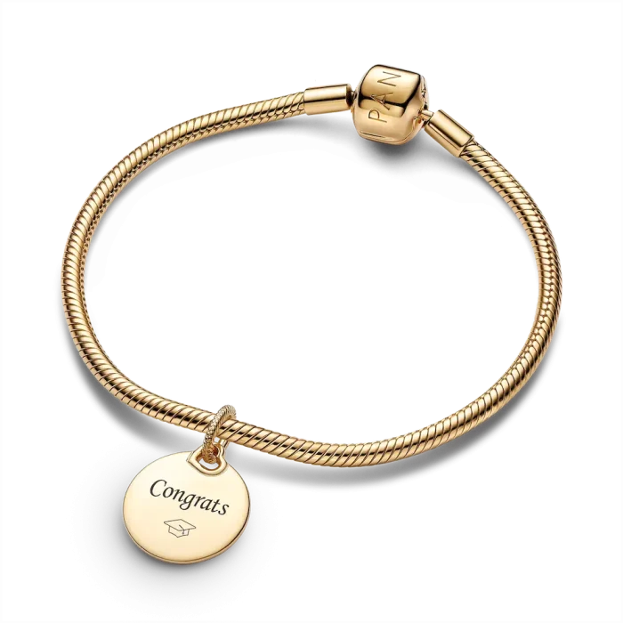 Engravable Round Tag Dangle Charm Bracelet Set - Image 5