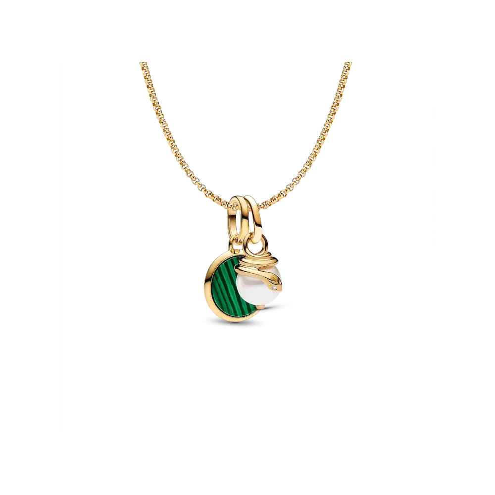 NAMPS0665.webp Green Engravable Mini Medallion Charm Necklace Set - Image 1