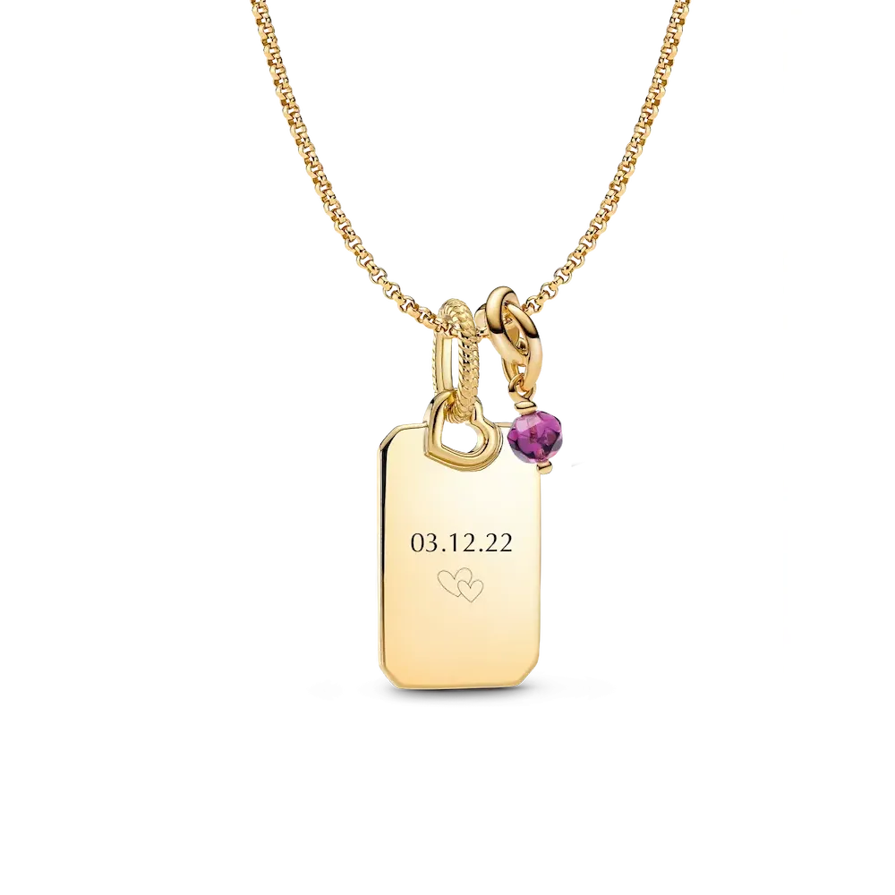 February Engravable Dangle Charm Necklace Set