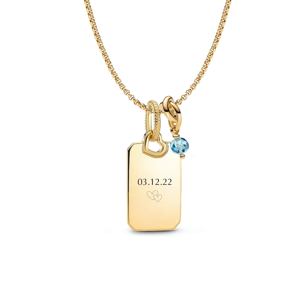 March Engravable Dangle Charm Necklace Set