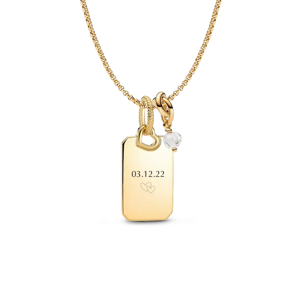 April Engravable Dangle Charm Necklace Set