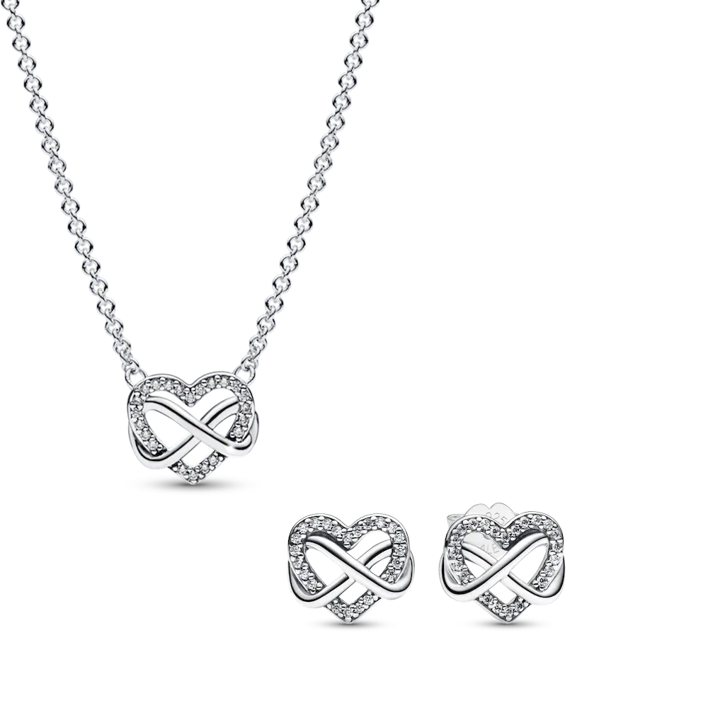 Sparkling Infinity Heart Necklace Set