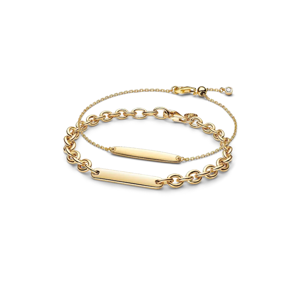 His & Hers Engravable Gold Plated Bracelet Set