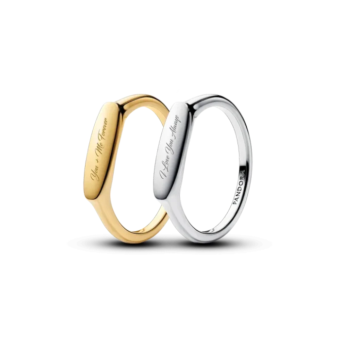 Engravable Love Notes Bar Ring Set - Image 4