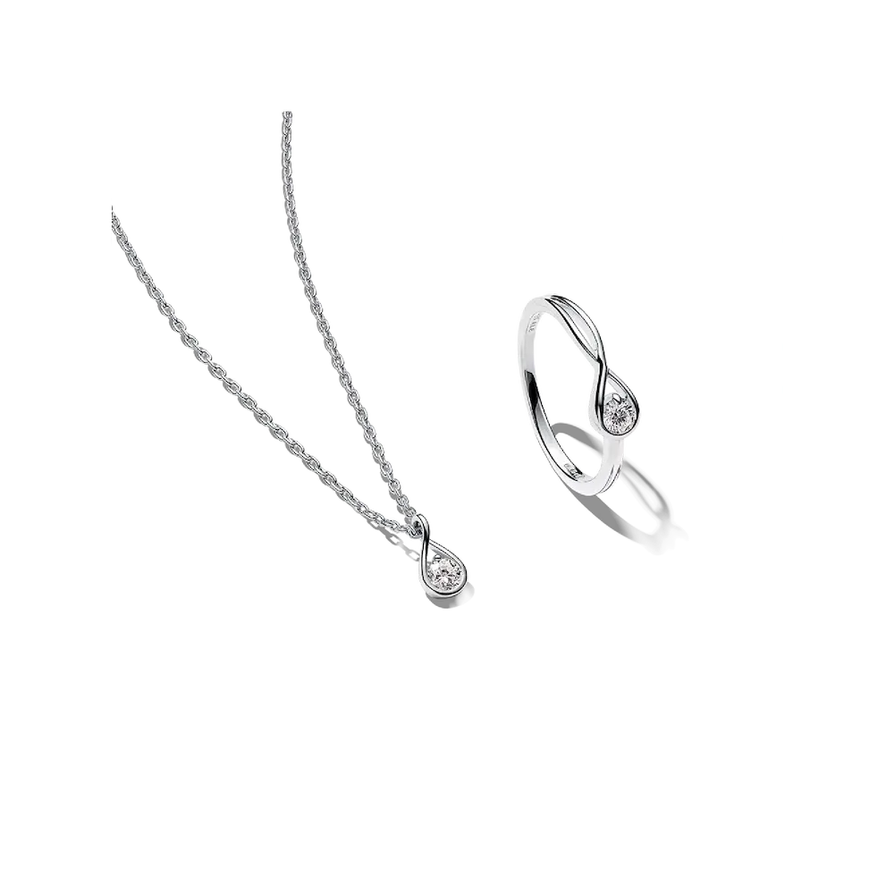 NAMPSDXP05.webp Pandora Infinite Lab-grown Diamond Necklace and Ring Set 0.30 ct tw Sterling Silver - Image 1